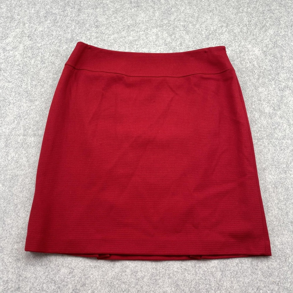 Antonio Melani Skirt Womens 10 (32 Waist) Red Textured Knit Pencil Knee Length